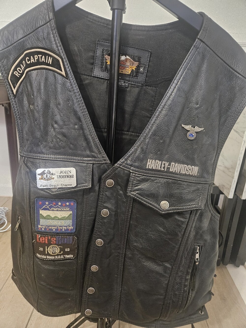 Harley Davidson Genuine Leather "Road Rocker" XL Vest.